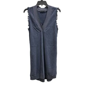 Maven West Tencel Sleeveless Tunic Dress Large Blue Raw Hem Made in USA Size XS